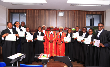 The Amicus team who were recognised as the winning team with the presiding judges